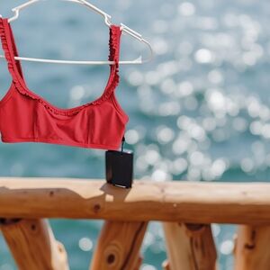 1New Tommy Hilfiger Red Ruffled Bikini Top size XS